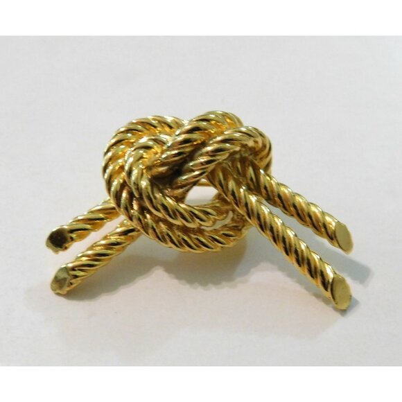 Joan Rivers Knot Rope Brooch Signed Gold Tone Elegant Pin 1.75" Wide - Picture 5 of 7